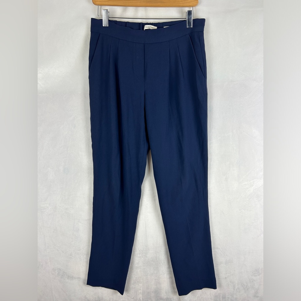 BABATON Aritzia Conroy Pant Navy Size 4 Pleated Straight Corporate Office Career